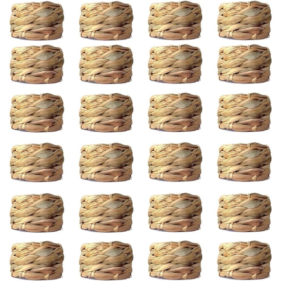 Laquedecraft Set 24 Woven Water Hyacinth Napkin Rings, Holders for Christmas, Thanksgiving, Outdoor Indoor Wedding, Party