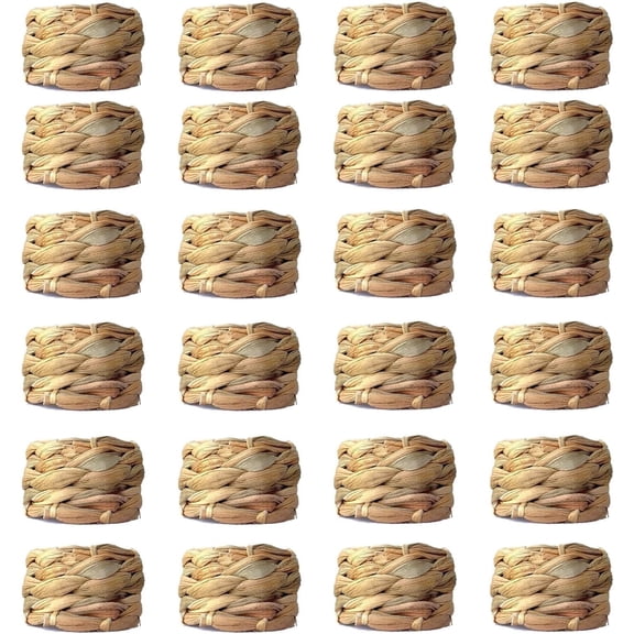 Laquedecraft Set 24 Woven Water Hyacinth Napkin Rings, Holders for Christmas, Thanksgiving,Dining Table, Wedding, Party