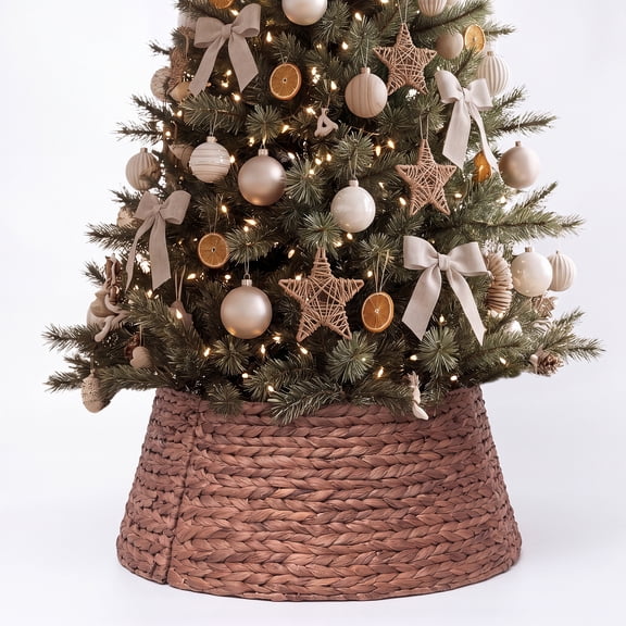 Laquedecraft 24-Inch Brown Water Hyacinth Christmas Tree Collar