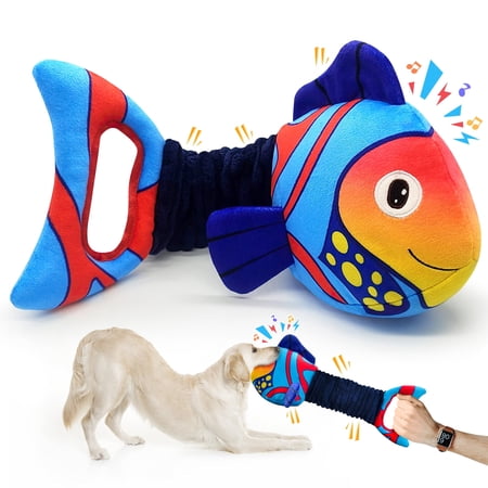 Large Dog Toys for Aggressive Chewers:2-in-1 Squeaky & Crinkle Sounds, Stretchable Interactive Tug Dog Toys, Soft Cuddly Companion for Anxiety Relief, Calming Plush for Large & Small Breeds