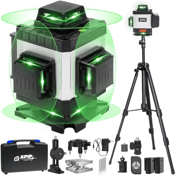 Lar Level, Level with Tripod, 4 x 360 lf Leveling Measuring Tool Green Lazer 16 Line for Construction, Home Renovation, Picture Hanging