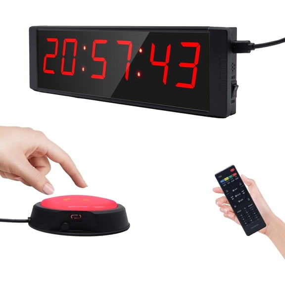 Lar Stopwatch with Start/Stop Button, LED Digital Timer with Remote, Countdown Clock with Buzzer, Gym Clock for Home Gym, Interval Timer for Workout