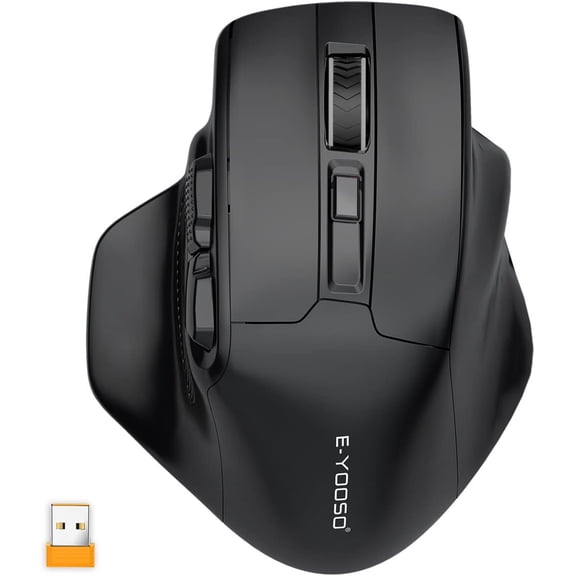 Lar Wireless Mouse for Big Hands, X-31 Cordless Ergo Computer Mouse, 6 Buttons, 5-Level 4800 DPI, 18 Months Battery Life, for Laptop, PC, Chromebook (Black)