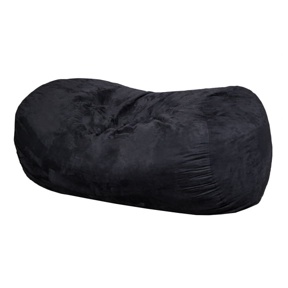 Lara 6.5 Foot Suede Cylindrical Bean Bag, Black