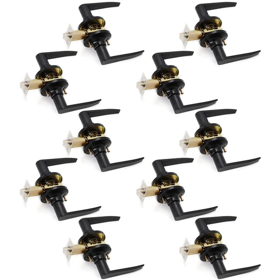 Lara Door Lever Black Passage Door Handle 10 Pack by Villar Home Designs
