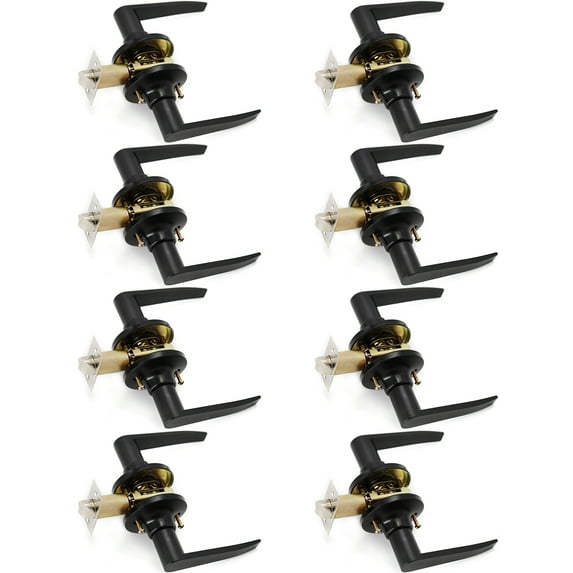 Lara Door Lever Black Passage Door Handle 8 Pack by Villar Home Designs