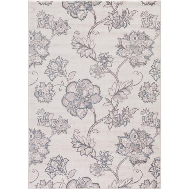 Ivory Floral Harmony Tufted Synthetic 5'3" x 7'7" Area Rug