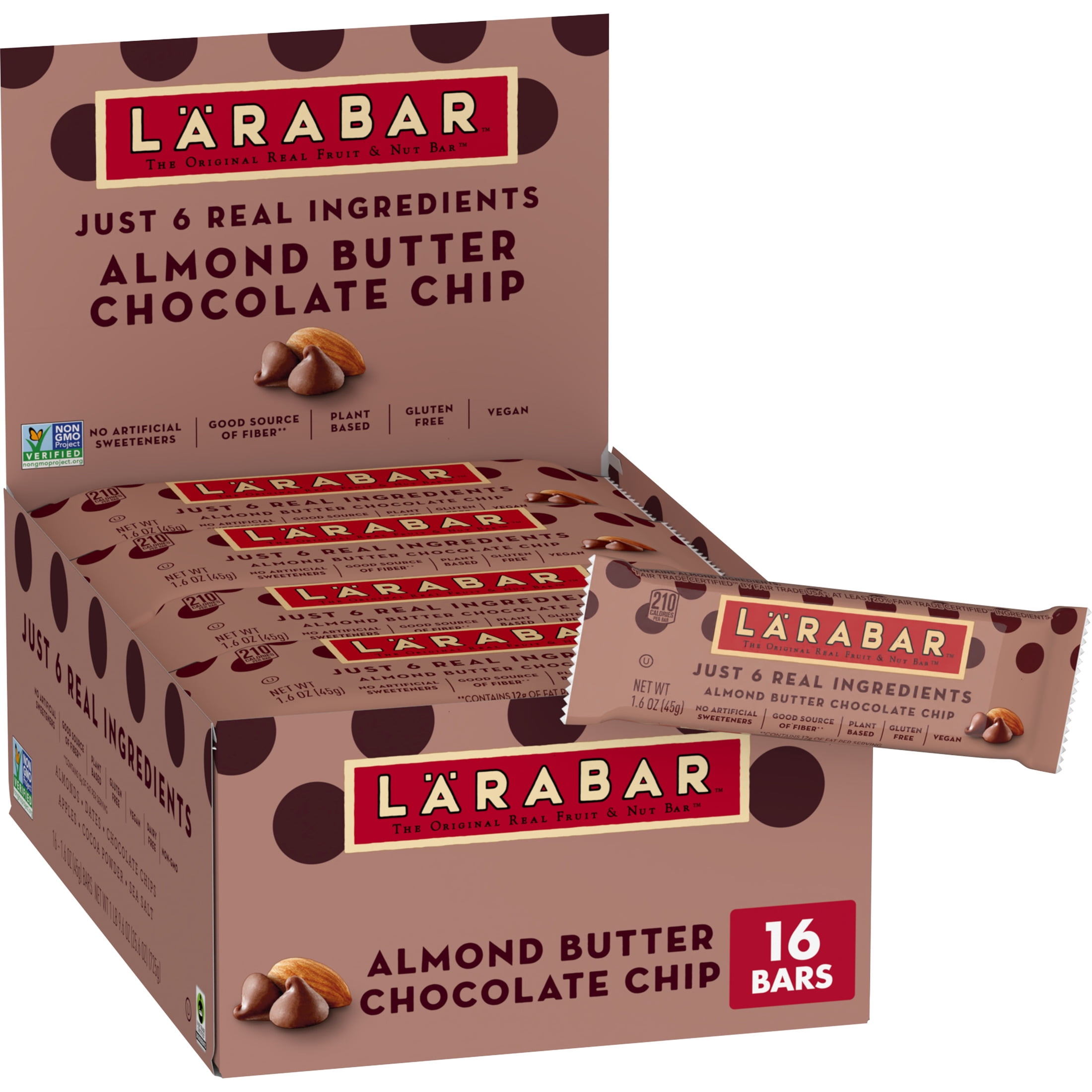 Larabar Almond Butter Chocolate Chip, Gluten Free Vegan Bars, 16 ct