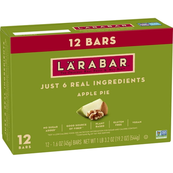 Larabar Apple Pie,TRDN Gluten Free Vegan Fruit & Nut Bars, 1.6 oz bars, 12 ct