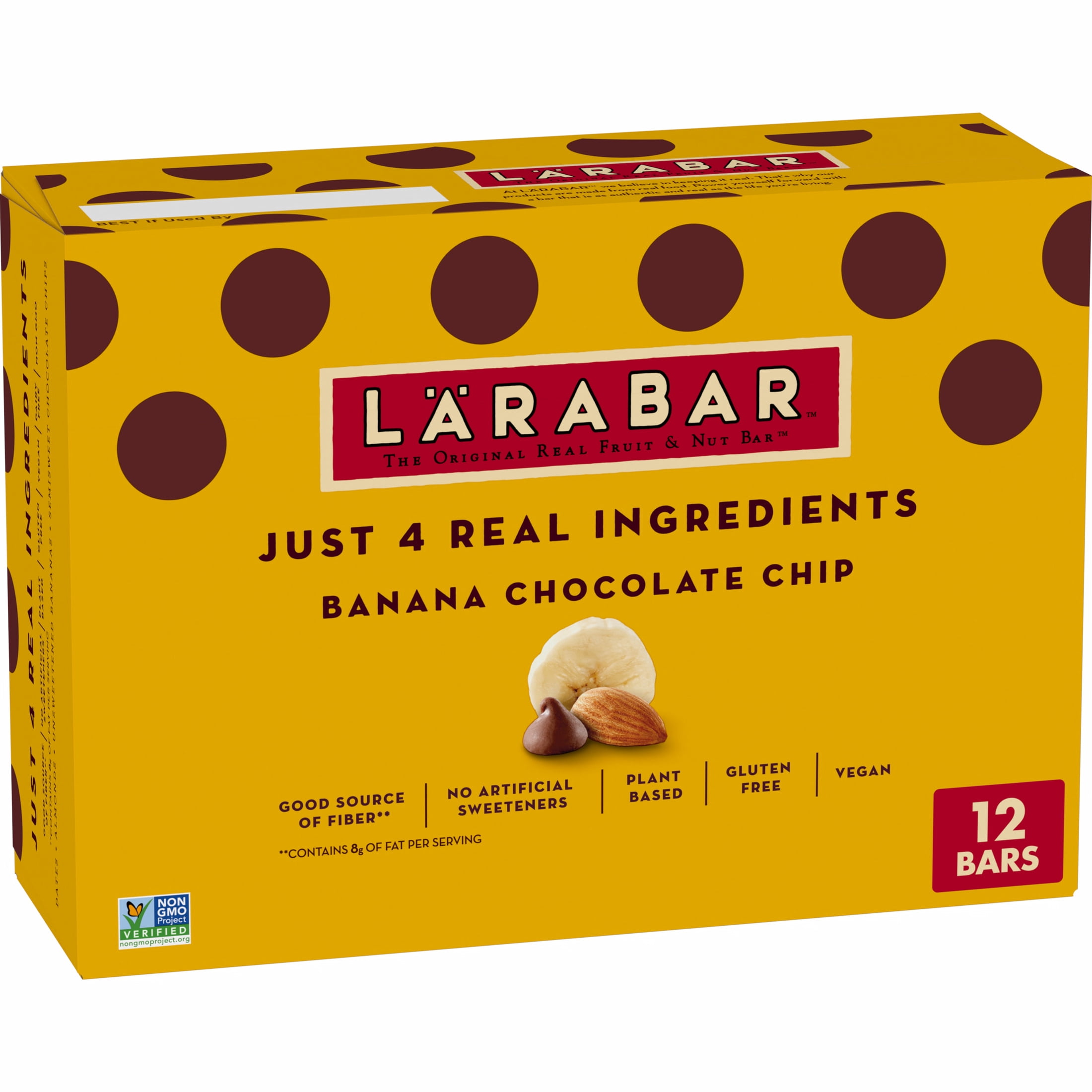 Larabar Banana Chocolate Chip, Fruit and Nut Bars, Gluten Free and Vegan, 19.2 oz, 12 Ct