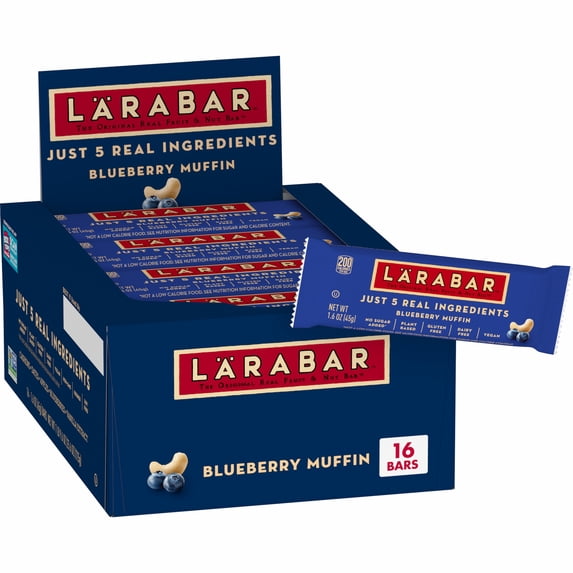 Larabar Blueberry Muffin Fruit and Nut Bars, Gluten Free and Vegan, 25.6 oz, 16 Count