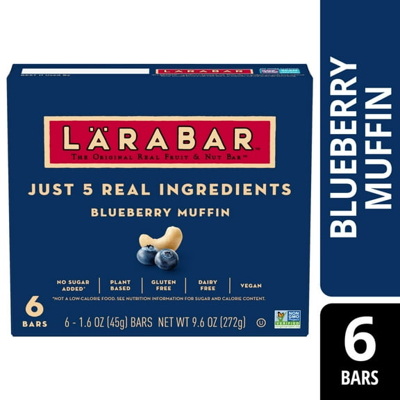 Larabar Blueberry Muffin Fruit and Nut Bars, Gluten Free and Vegan, 9.6 oz, 6 Ct