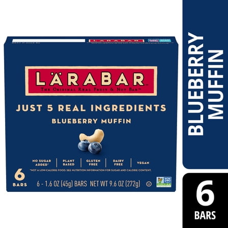 Larabar Blueberry Muffin Fruit and Nut Bars, Gluten Free and Vegan, 9.6 oz, 6 Ct
