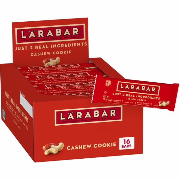 Larabar Cashew Cookie, Gluten Free Vegan Fruit & Nut Bar, 1.7 oz Bars 16 Ct