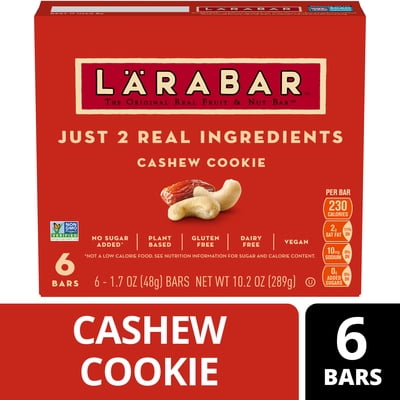 Larabar Cashew Cookie, Fruit and Nut Bars, Gluten Free and Vegan, 10.2 oz, 6 Ct