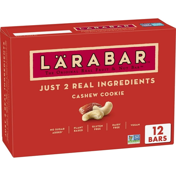 Larabar Cashew Cookie, Gluten Free Vegan Fruit & Nut Bars, 1.7 Oz, 12 Ct