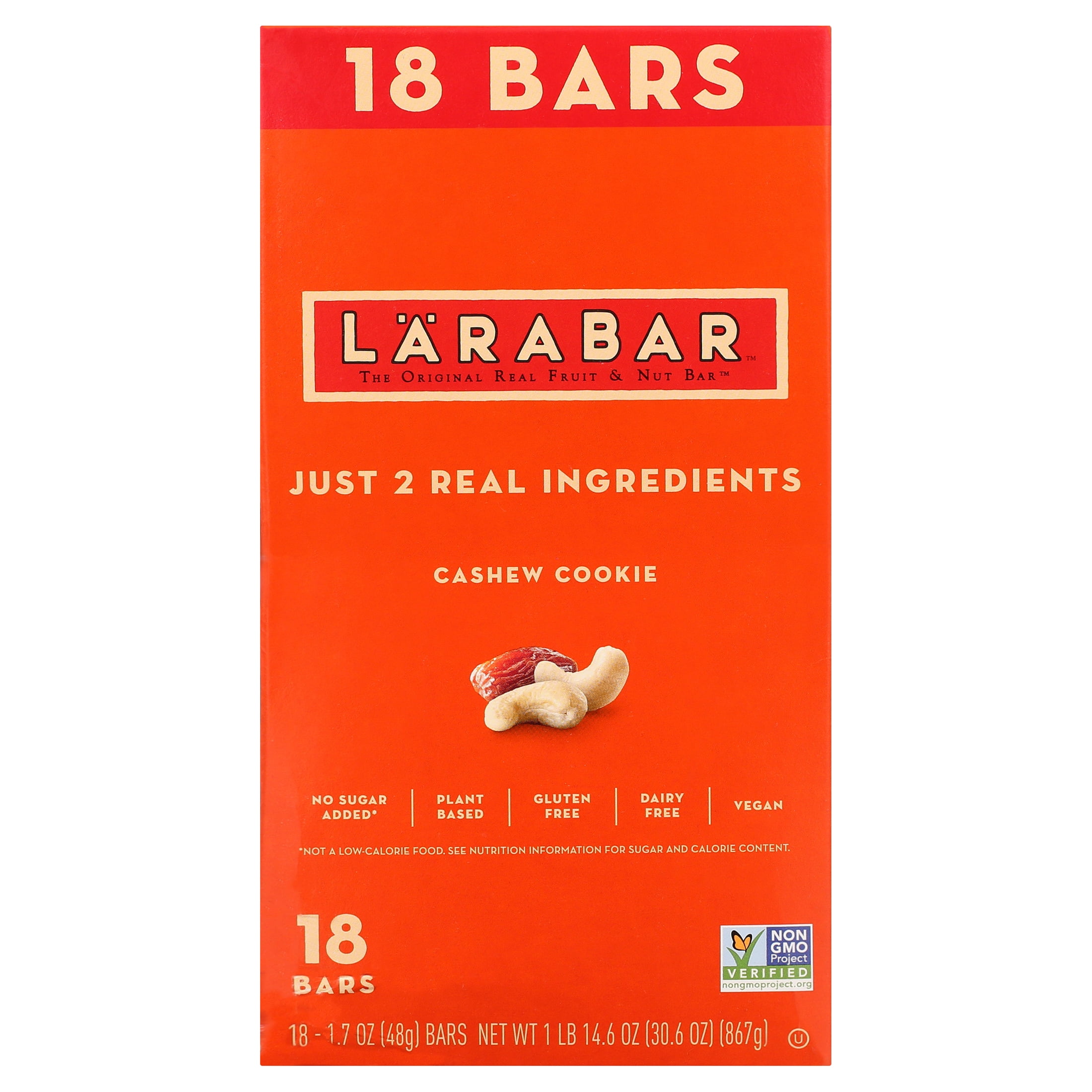 Larabar Cashew Cookie, Gluten Free Vegan Fruit & Nut Bars, 1.7 oz, 18 ct