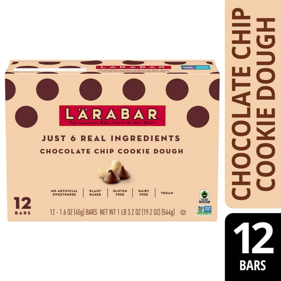 Larabar Chocolate Chip Cookie Dough, Fruit and Nut Bars, Gluten Free, 19.2 oz, 12 Count