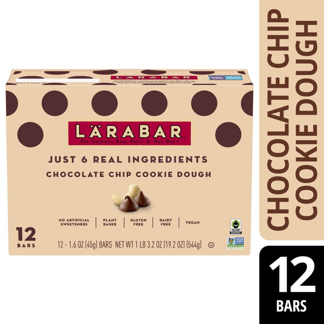 Larabar Chocolate Chip Cookie Dough, Fruit and Nut Bars, Gluten Free, 19.2 oz, 12 Count
