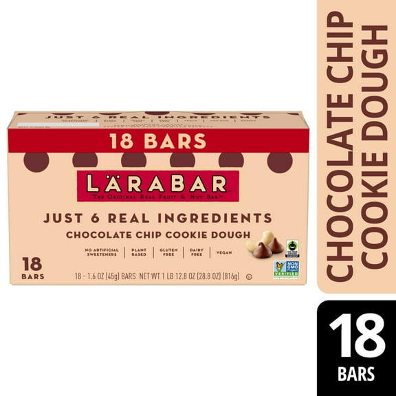 Larabar Chocolate Chip Cookie Dough, Gluten Free Fruit & Nut Bar, 18 Ct