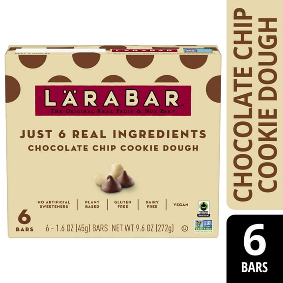 Larabar Chocolate Chip Cookie Dough, Fruit and Nut Bars, Gluten Free, 9.6 oz, 6 Count