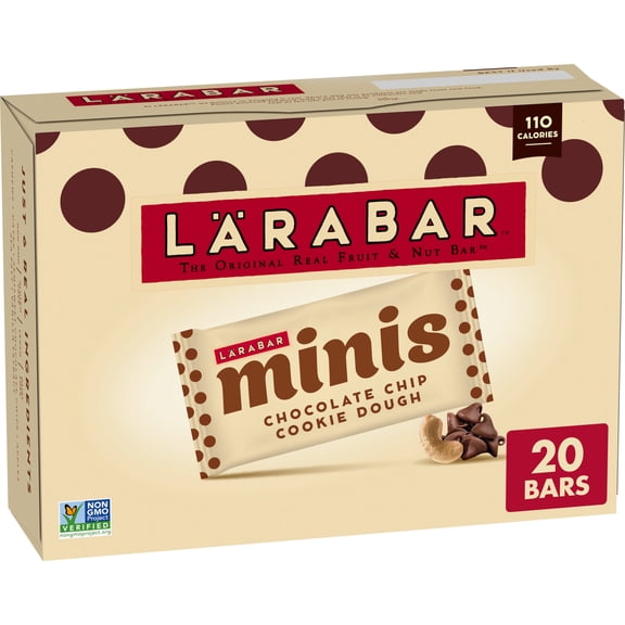 Larabar Chocolate Chip Cookie Dough Mini Bars, Gluten Free Vegan Bar, 20 ct