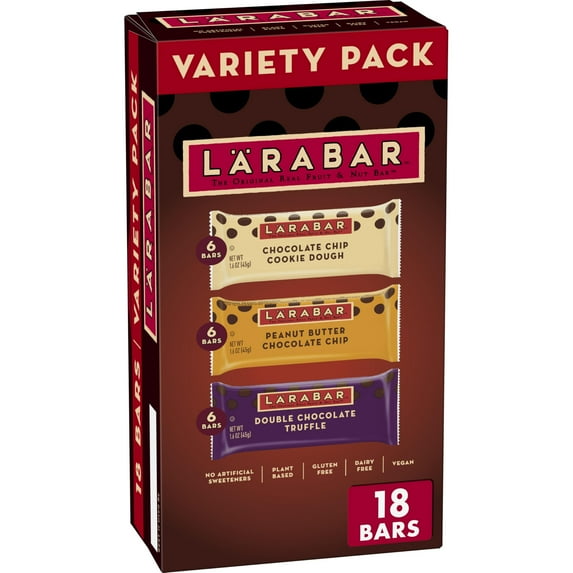 Pack of 2 - Larabar Chocolate Variety Pack, Gluten Free Vegan Fruit & Nut Bars, 18 Ct