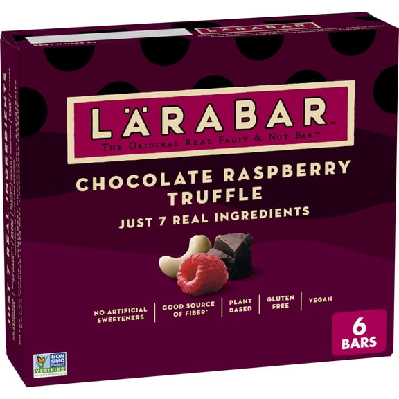 Larabar Chocolate Raspberry Truffle, ESF27 Fruit and Nut Bars, Gluten Free and Vegan, 9.6 oz, 6 Ct