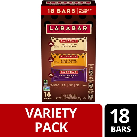 Larabar Chocolate Variety Pack, Fruit and Nut Bars, Gluten Free and Vegan, 28.8 oz, 18 Count
