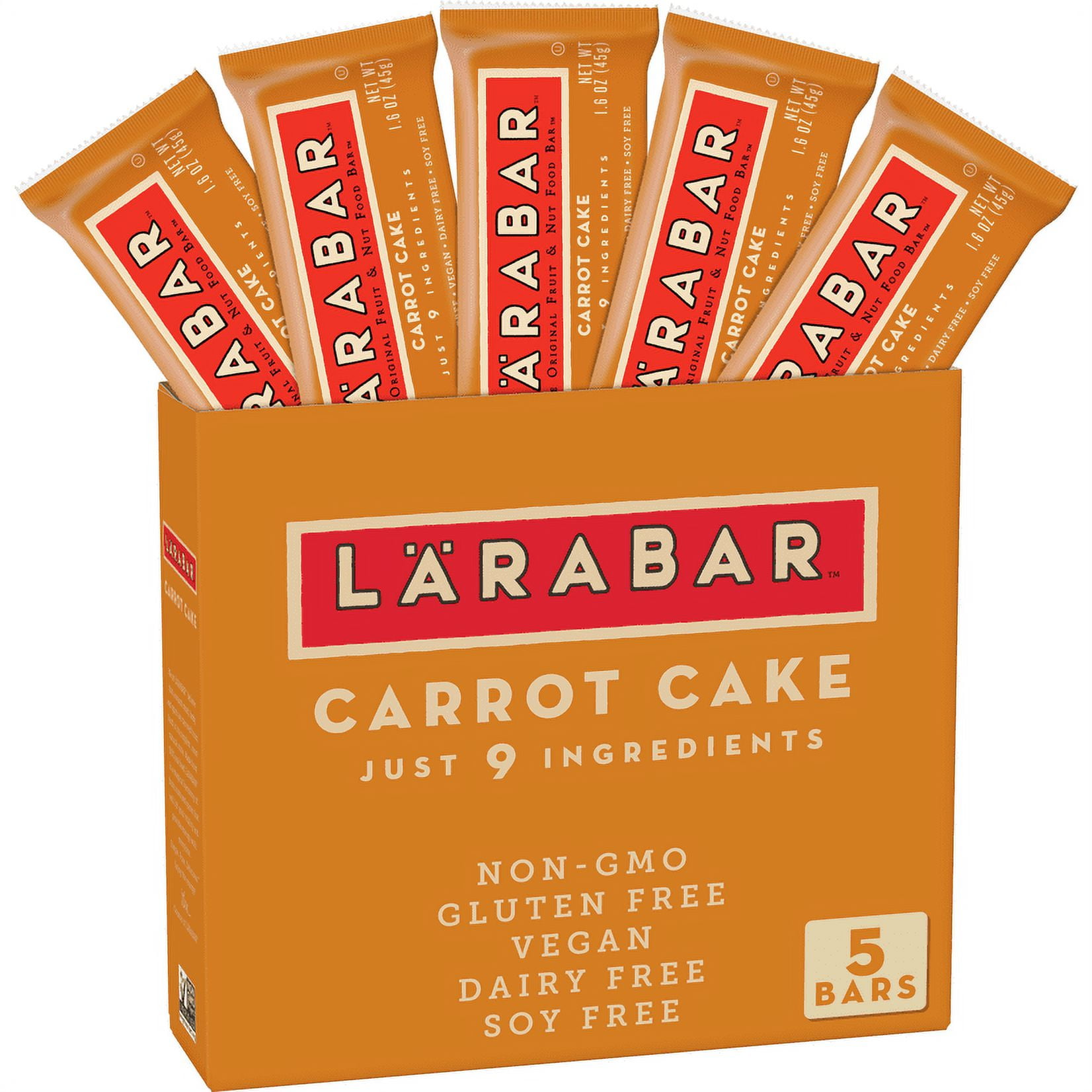 Larabar, Fruit & Nut Bar, Carrot Cake, Gluten Free, Vegan, 5 ct, 8 oz