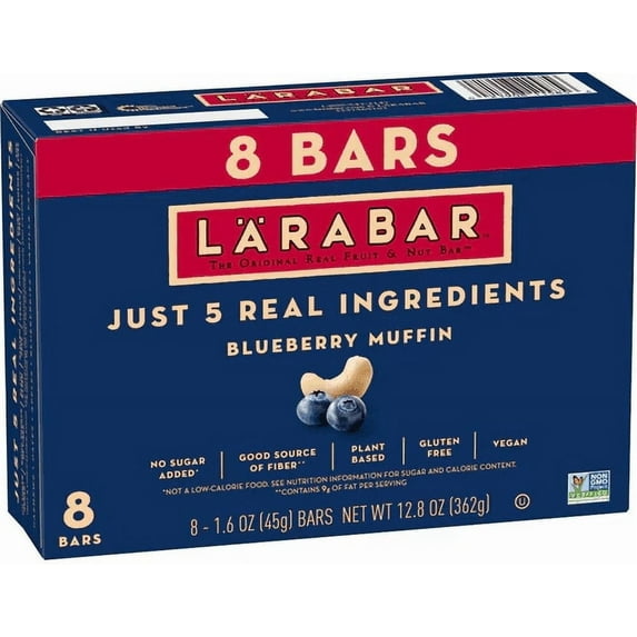 Larabar Fruit & Nut Bar Gluten Free No Sugar Added Blueberry Muffin - 8 Bars