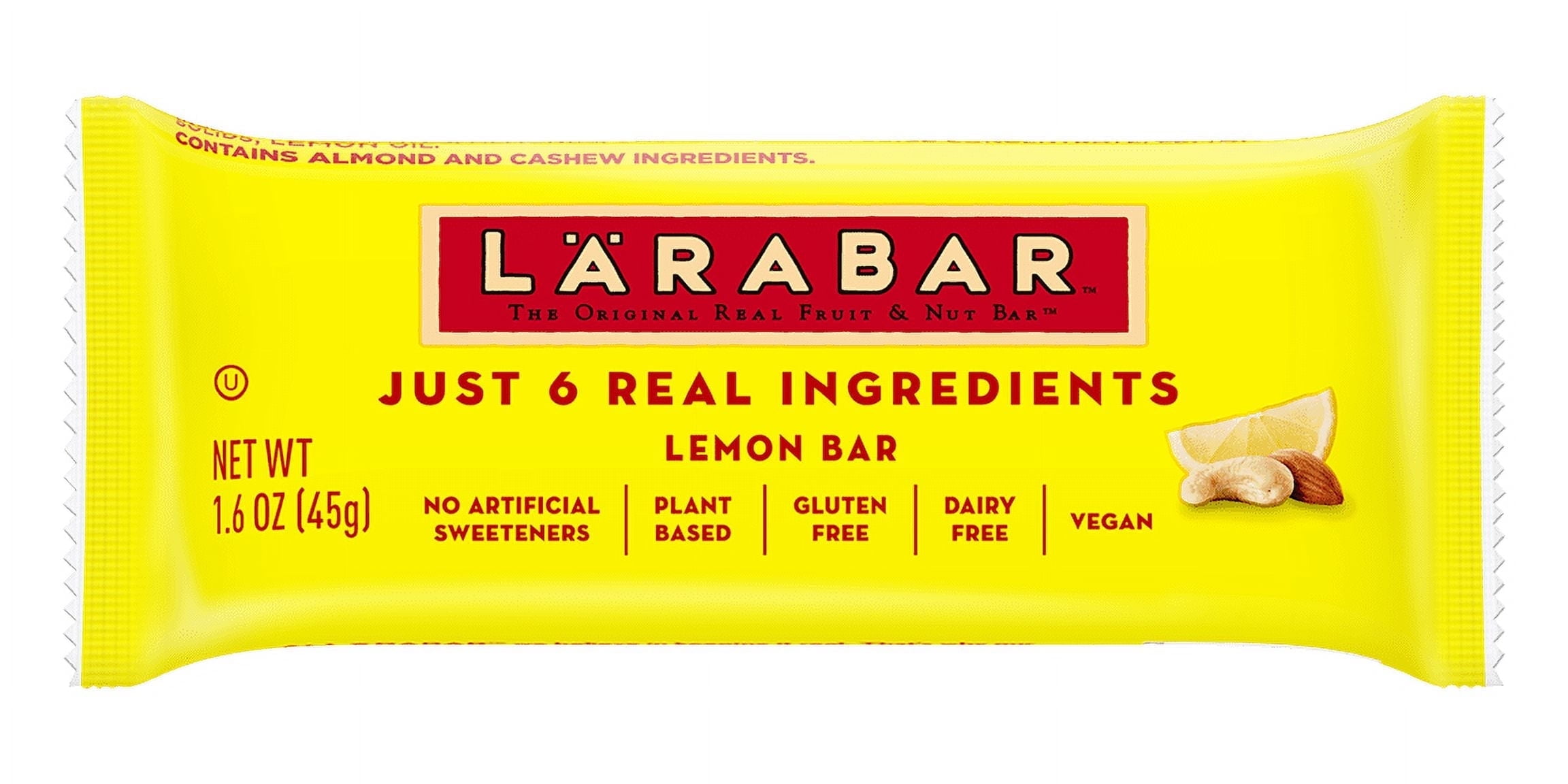 Larabar Fruit & Nut Bar Gluten Free No Sugar Added Lemon Bar -- 8 Bars Pack of 4