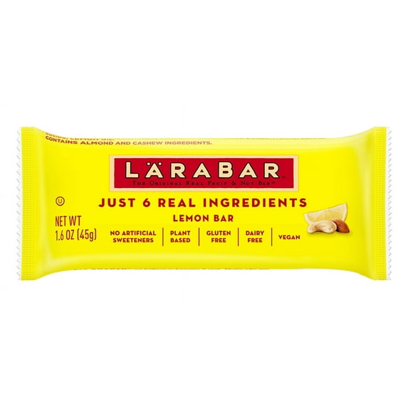 Larabar Fruit & Nut Bar Gluten Free No Sugar Added Lemon Bar -- 8 Bars Pack of 4