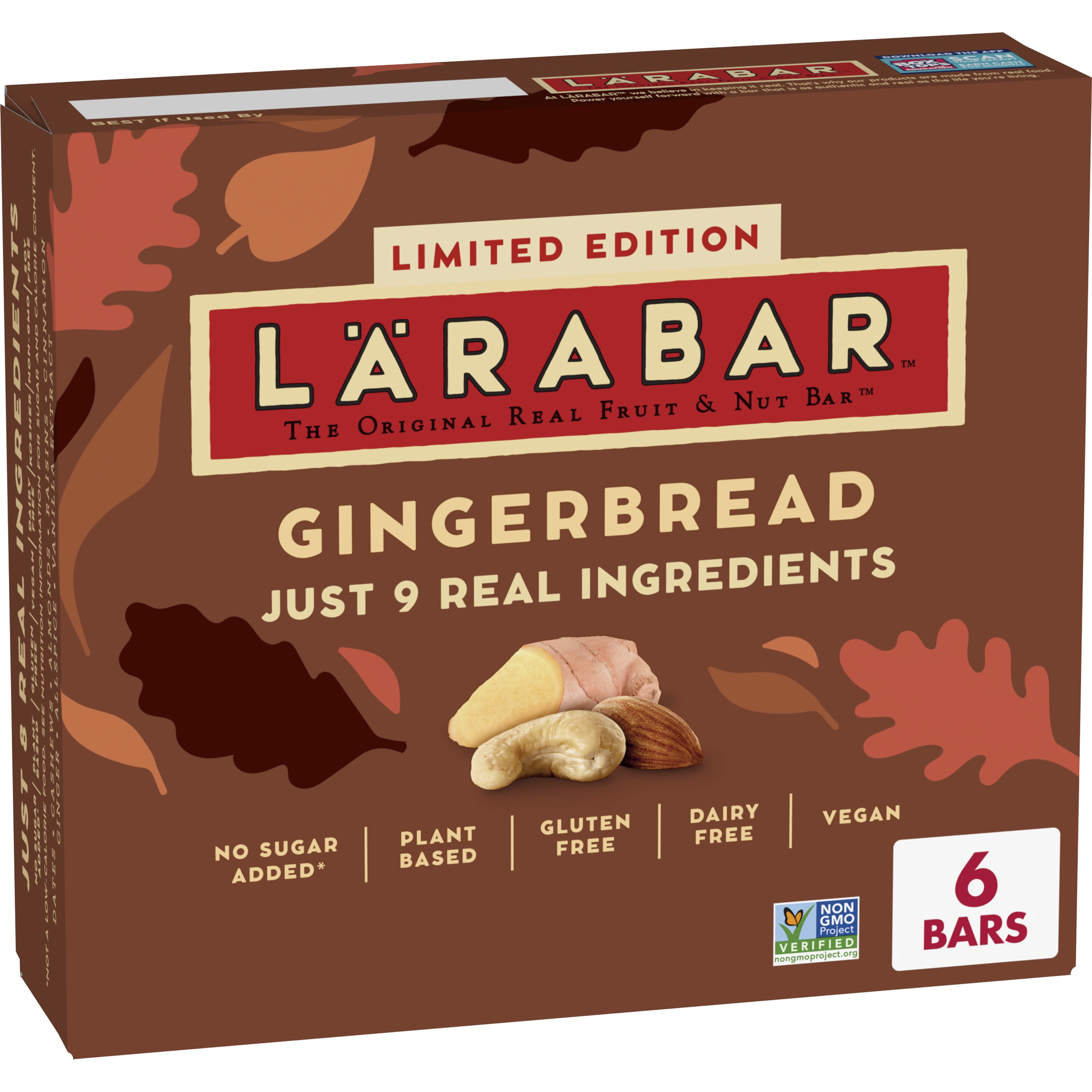 Larabar Gluten Free Bar, Gingerbread, Vegan, 6 Bars