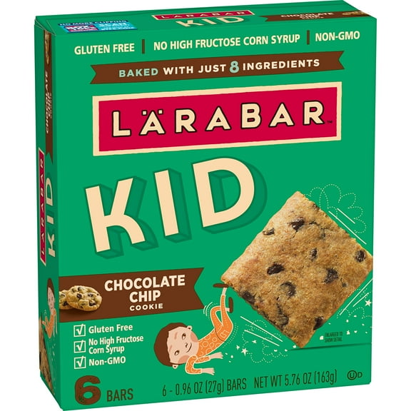 2X - Larabar Kid Gluten Free Bar Chocolate Chip Cookie, 6 Bars, 5.76 Oz