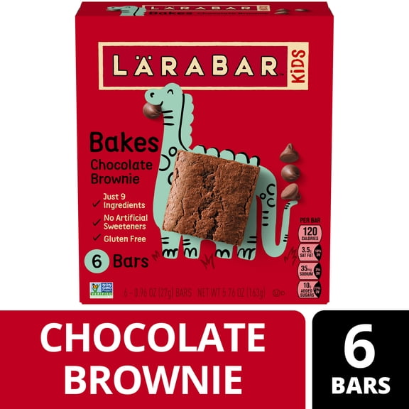 Larabar Kids Bakes Chocolate Brownie Gluten Free Bars, 5.76 oz, 6 Count