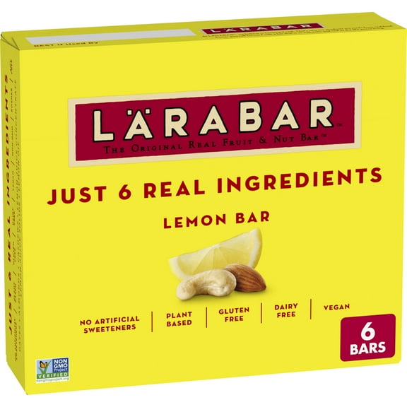Larabar Lemon Bar, Gluten Free Vegan Fruit & Nut Bar, 1.6 oz Bars, 6 Ct