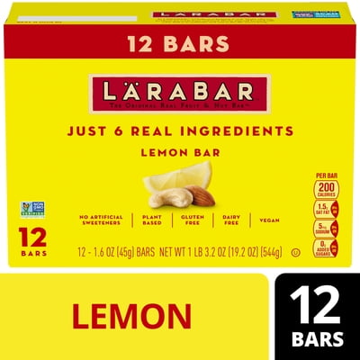 Larabar Lemon Bar Fruit and Nut Bars, Gluten Free and Vegan, 19.2 oz, 12 Count