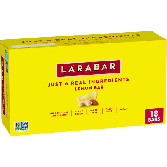 Larabar Lemon Bar, Gluten Free Vegan Fruit & Nut Bars, 1.6 oz bars, 18 ct