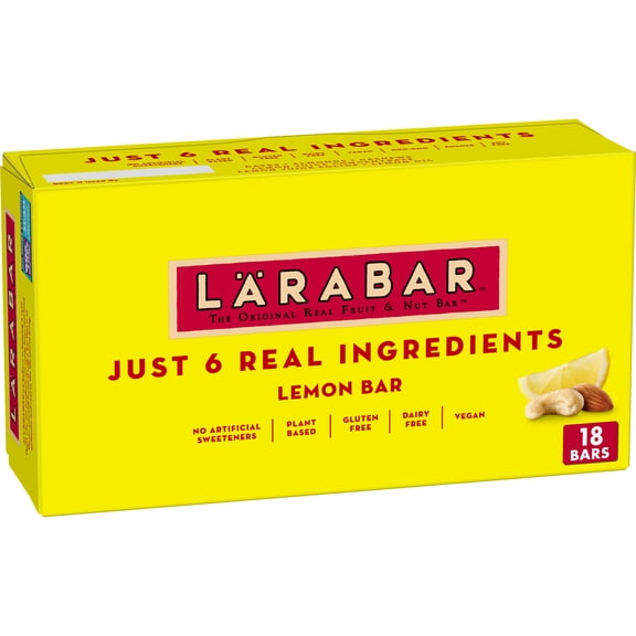 Larabar Lemon Bar, Gluten Free Vegan Fruit & Nut Bars, 1.6 oz bars, 18 ct