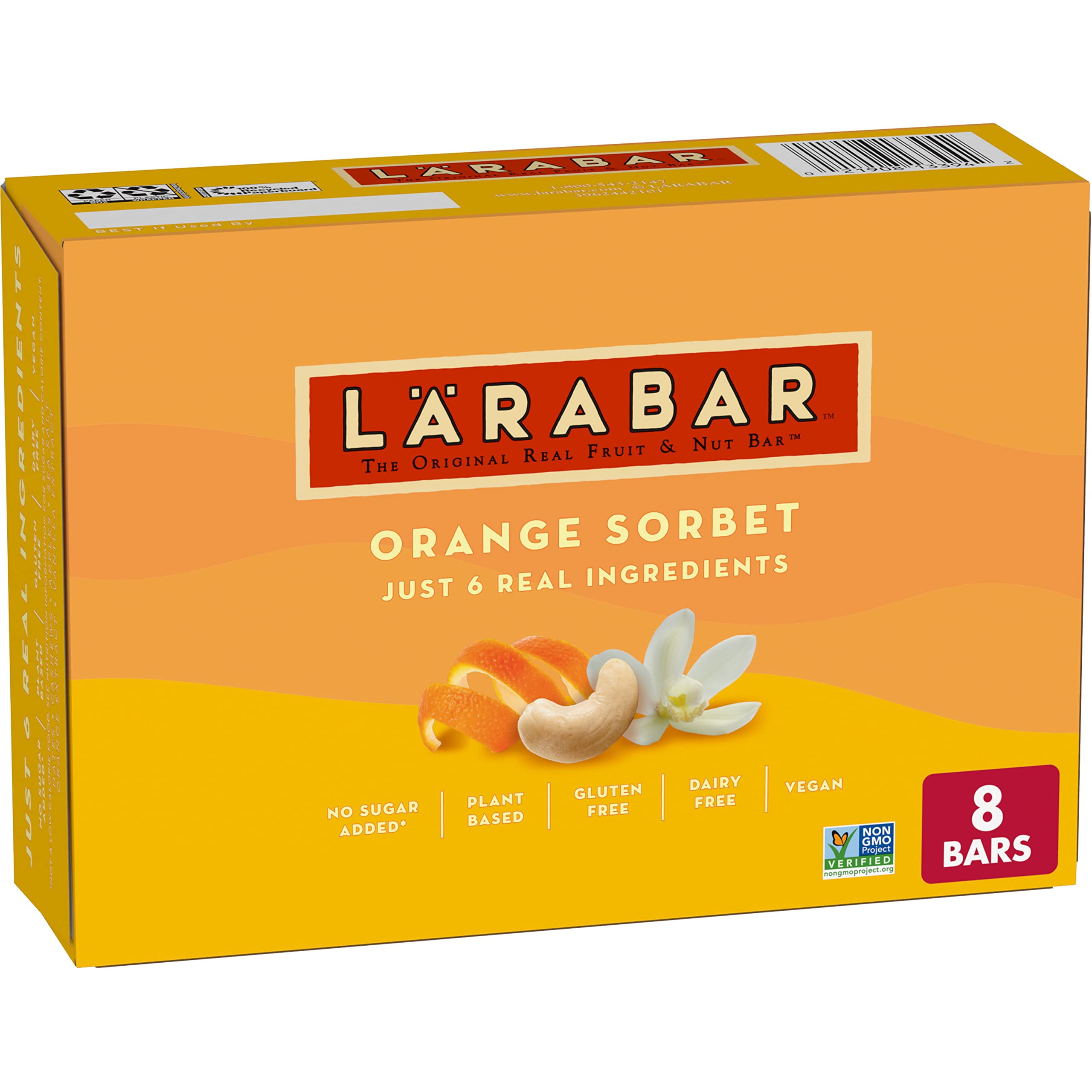 Larabar Orange Sorbet Bars, OIF8&nbsp;Gluten Free Vegan, 8 ct
