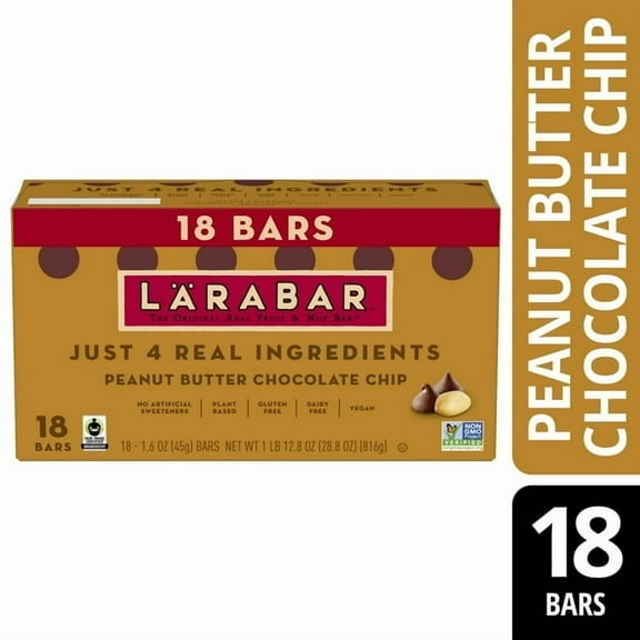 Larabar Peanut Butter Chocolate Chip, Gluten Free Fruit & Nut Bar, 18 Ct ( 3 Pack )