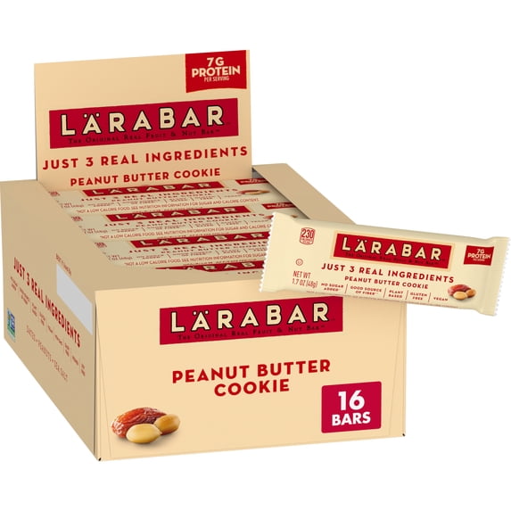 Larabar Peanut Butter Cookie, Fruit and Nut Bars, Gluten Free and Vegan, 16 Count, 27.2 oz