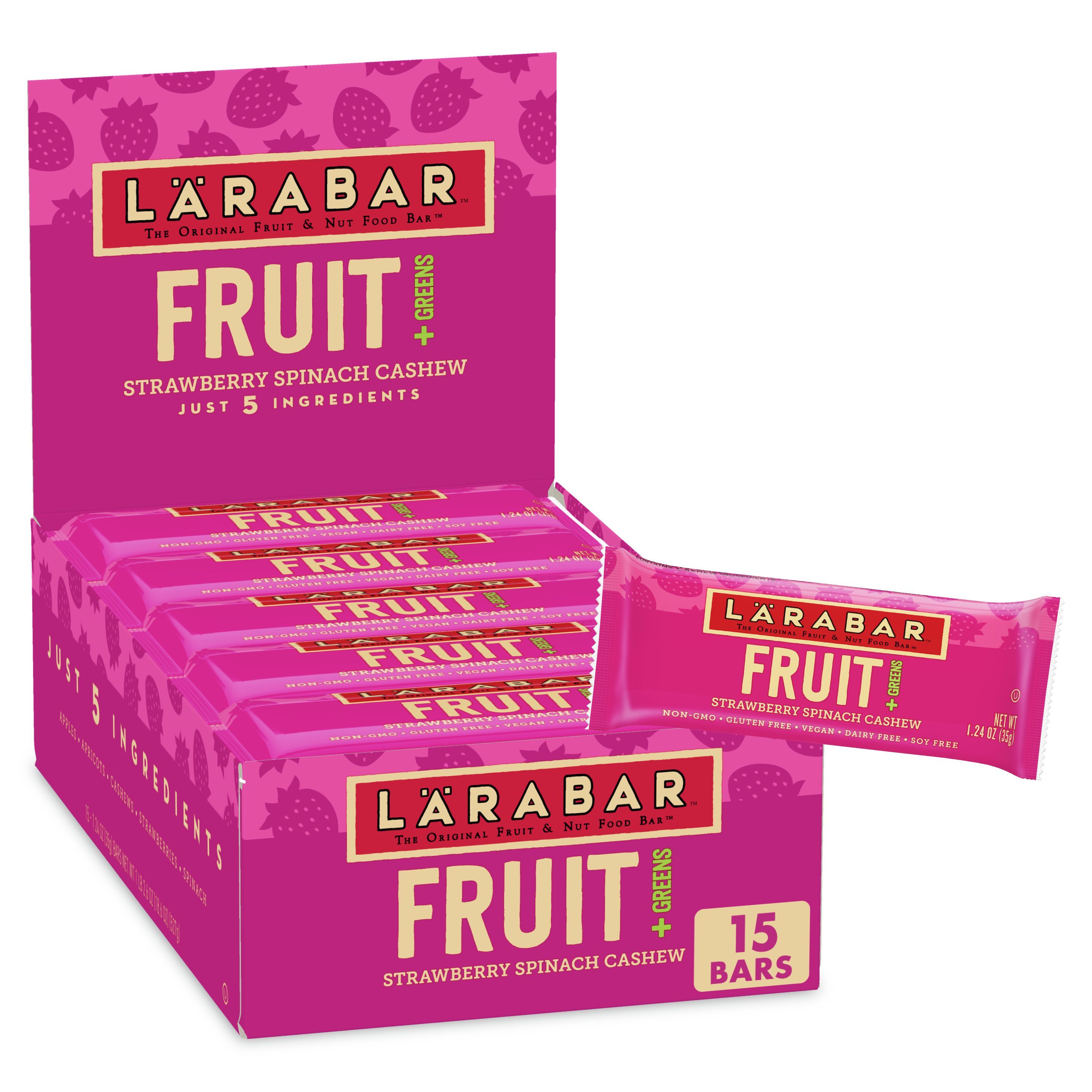 Larabar Strawberry Spinach Cashew, Gluten Free Vegan Fruit & Nut Bar