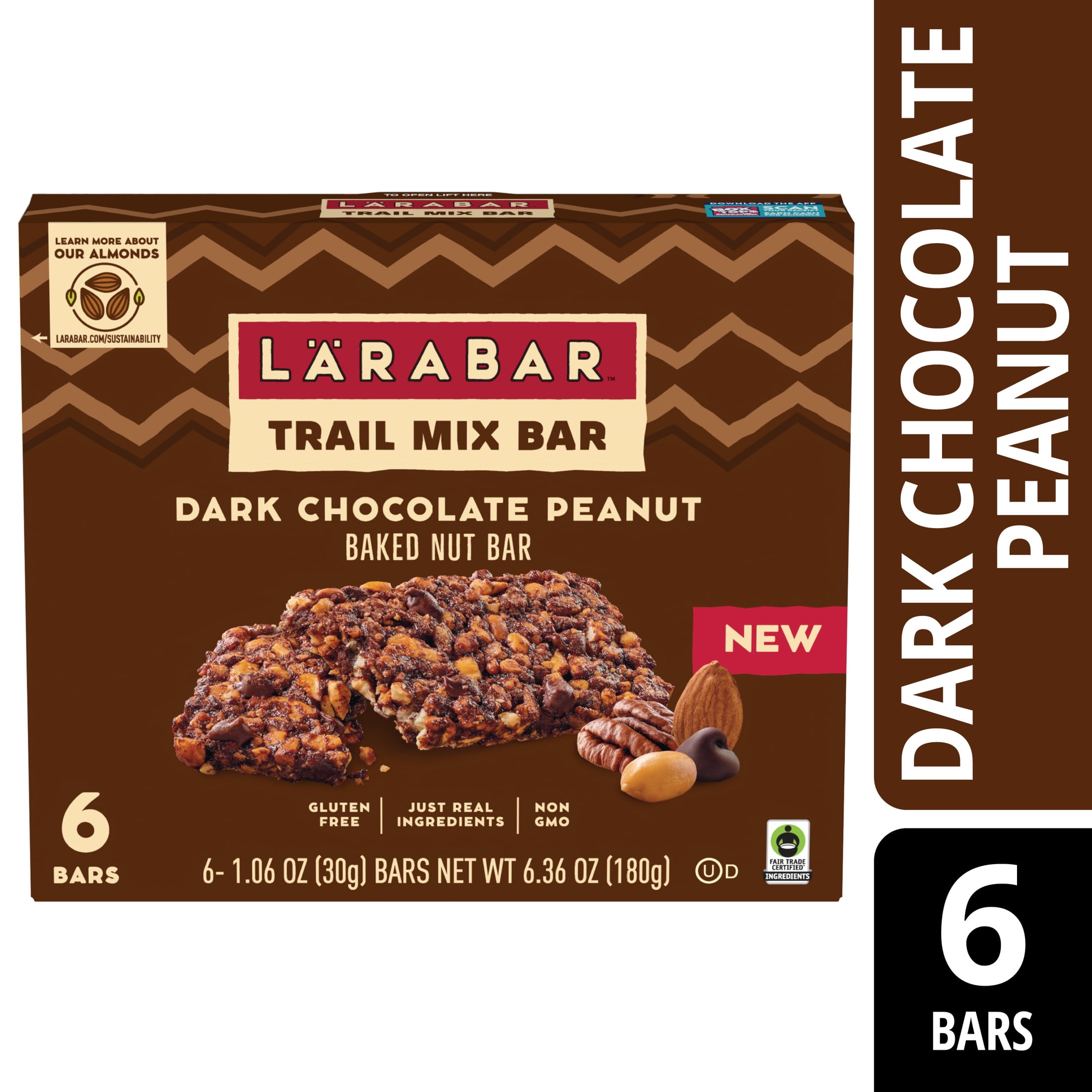 Larabar Trail Mix Bars, Dark Chocolate Peanut, Gluten Free Baked Nut Bar, 6 Ct, 6.36 oz
