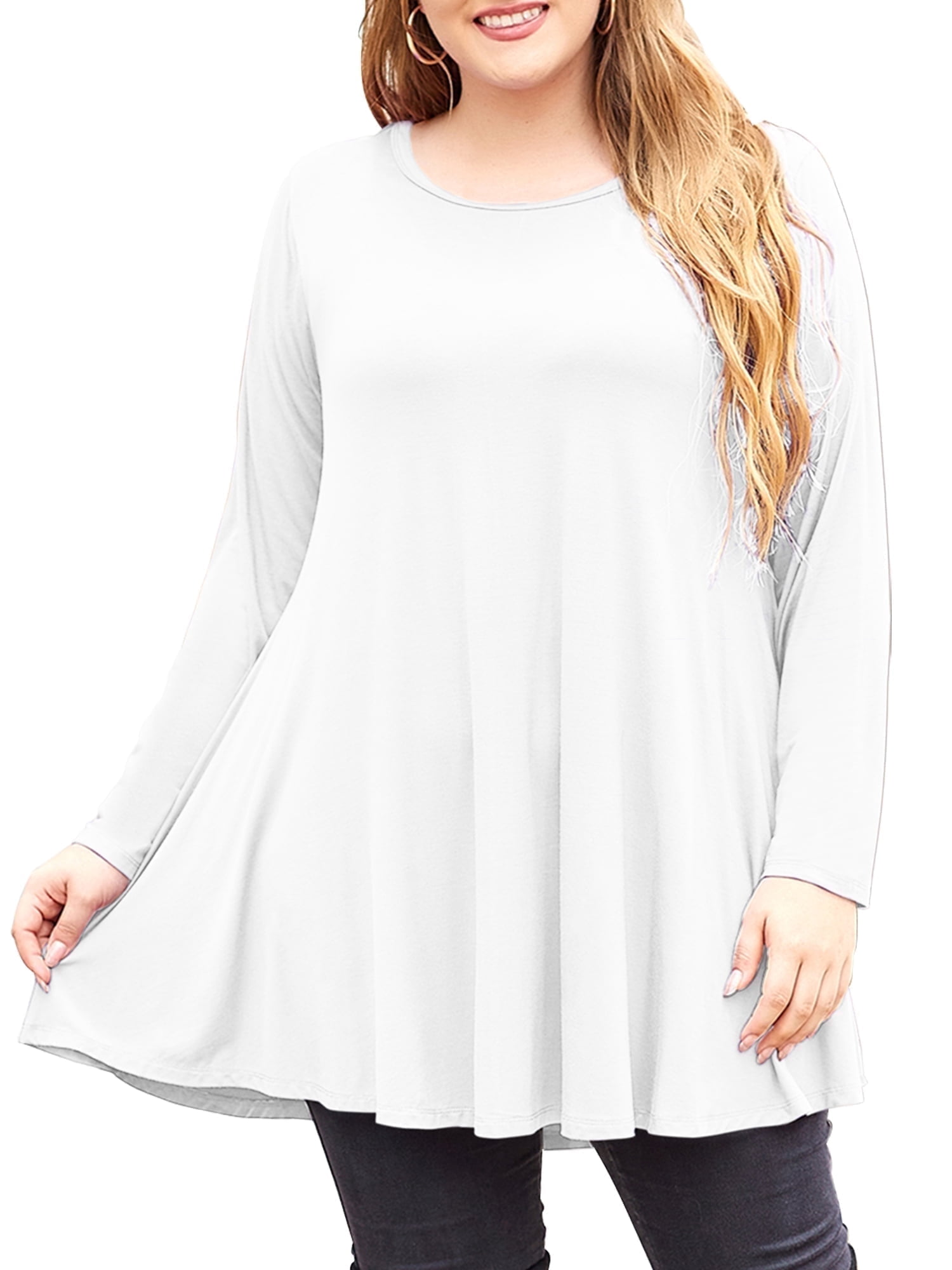 Larace Womens Long Sleeve Flattering Comfy Plus size Tops Loose Fit ...