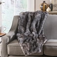 thumbnail image 1 of Laraine Black and White Streak Faux Fur Throw Blanket, 1 of 6