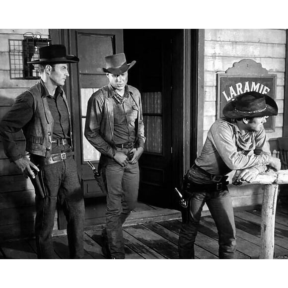 Laramie TV series John Smith Robert Fuller on ranch porch 16x20 inch poster