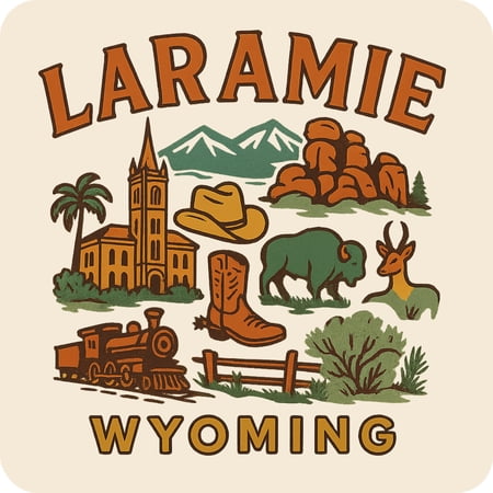 Laramie Wyoming Keepsakes Souvenir Vinyl Sticker – Destination Travel Keepsake Collectible (3-Inches Wide)
