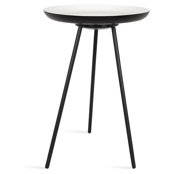 Laranya Modern Side Table, 15" x 15" x 22.5", White and Black, Excellent Sofa End Table and Decorative Accent